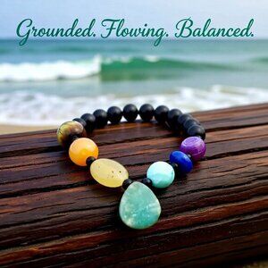 Unique Chakra Bracelet for 6.5-7" Wrists ~ Handpicked Semi-Precious Stone Beads